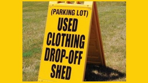 Clothing donation shed from St. Pauly available to the community. Clothing, shoes, belts, purses, linens, and stuffed animals accepted. Please do not leave non-compliant items.